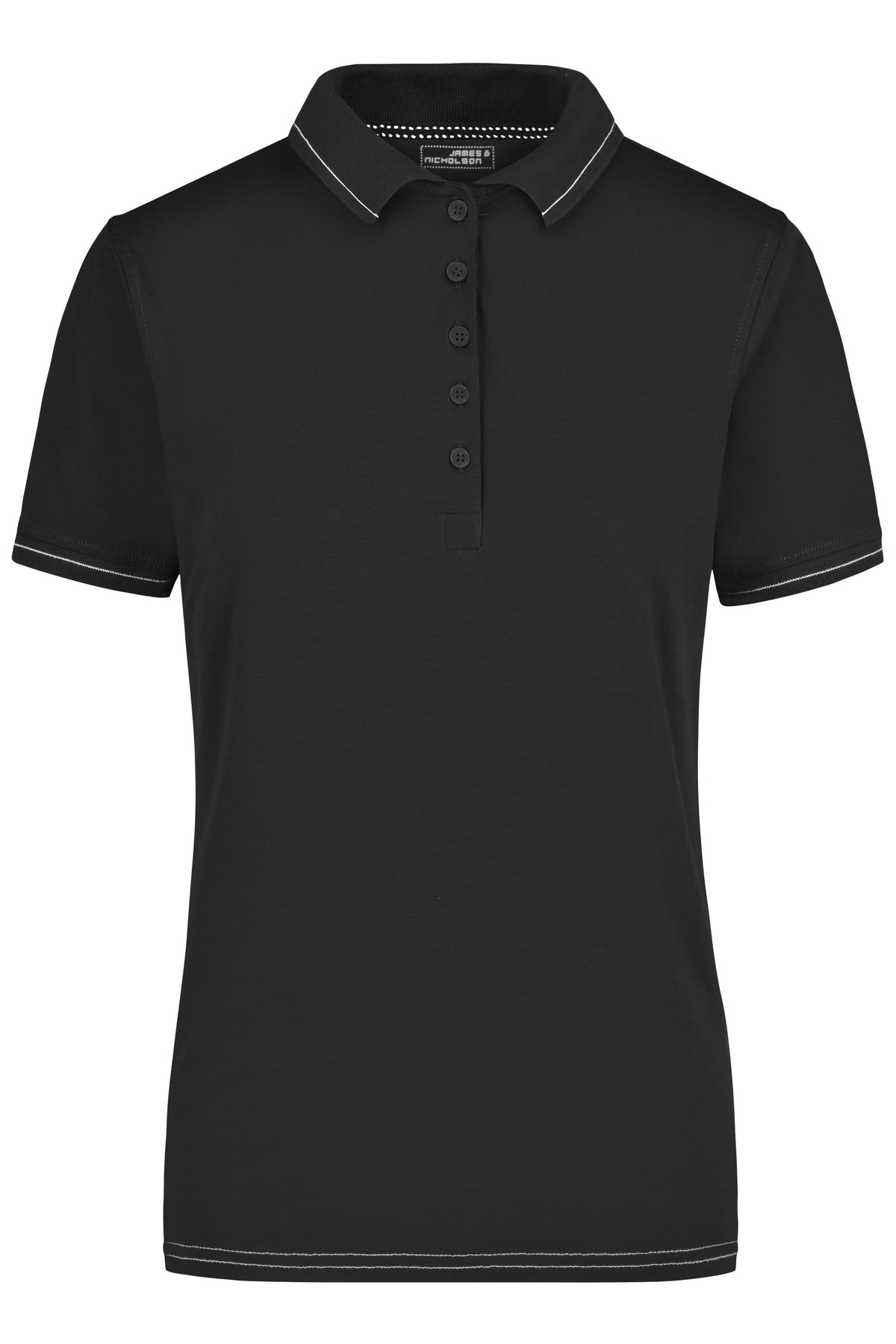 Ladies´ Elastic Polo - Black/White