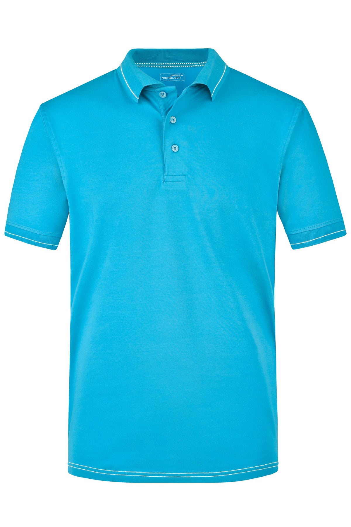 Men´s Elastic Polo - Aqua/White