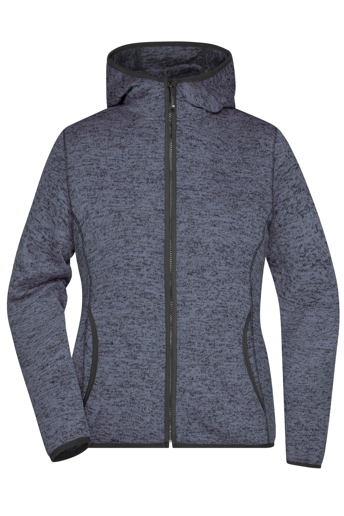 Ladie´s Knitted Fleece Hoody - Denim-melange/Black