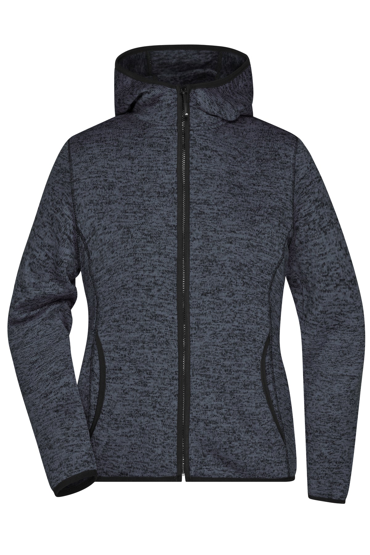 Ladie´s Knitted Fleece Hoody - Dark-Melange