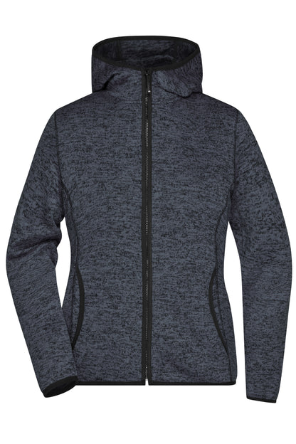 Ladie´s Knitted Fleece Hoody - Dark-Melange