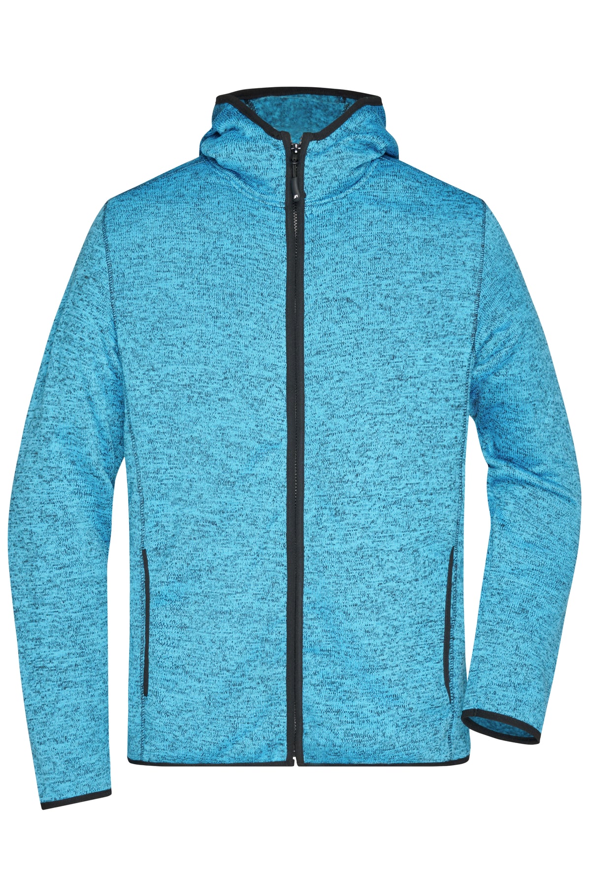 Men´s Knitted Fleece Hoody - Blue-melange/Black