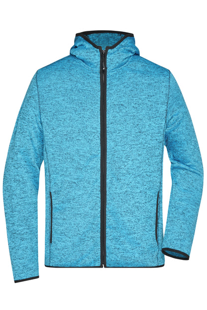 Men´s Knitted Fleece Hoody - Blue-melange/Black