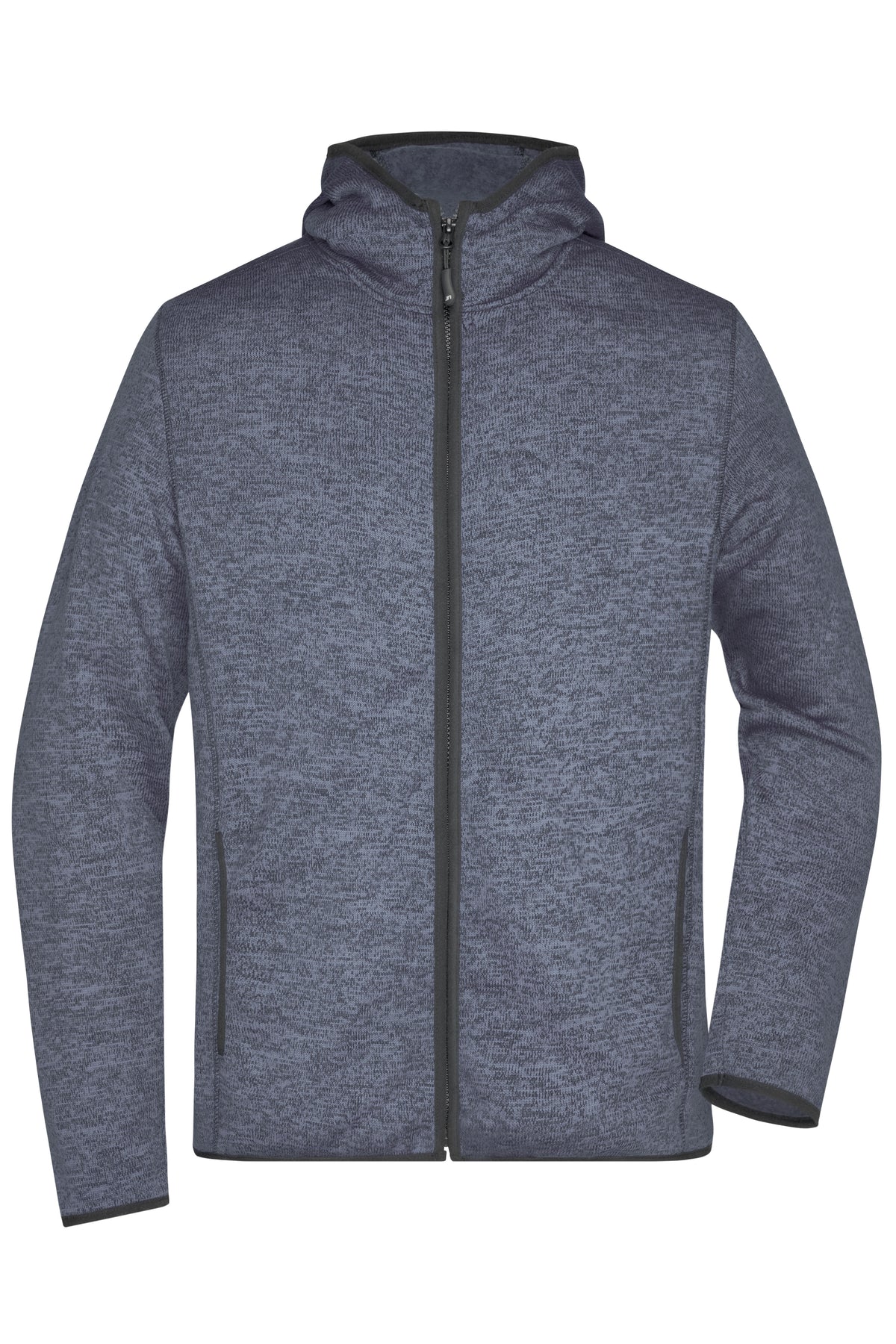 Men´s Knitted Fleece Hoody - Denim-melange/Black