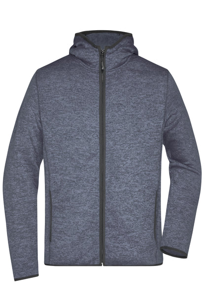 Men´s Knitted Fleece Hoody - Denim-melange/Black