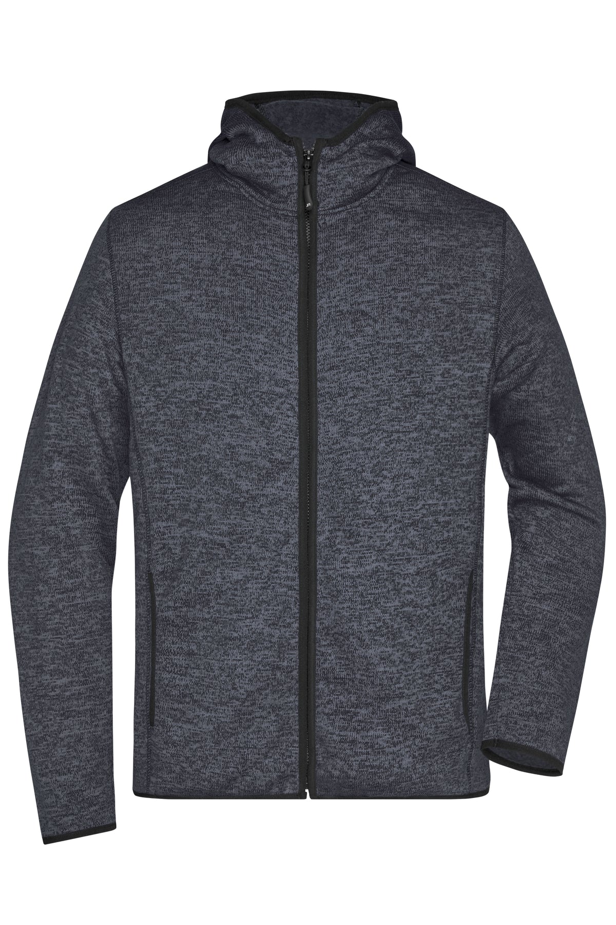 Men´s Knitted Fleece Hoody - Dark-melange/Black
