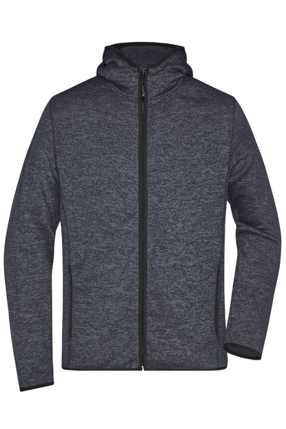 Men´s Knitted Fleece Hoody - Dark-melange/Black