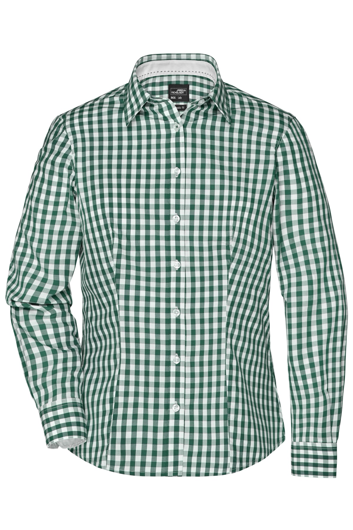 Ladie´s Checked Shirt - Forest Green/White