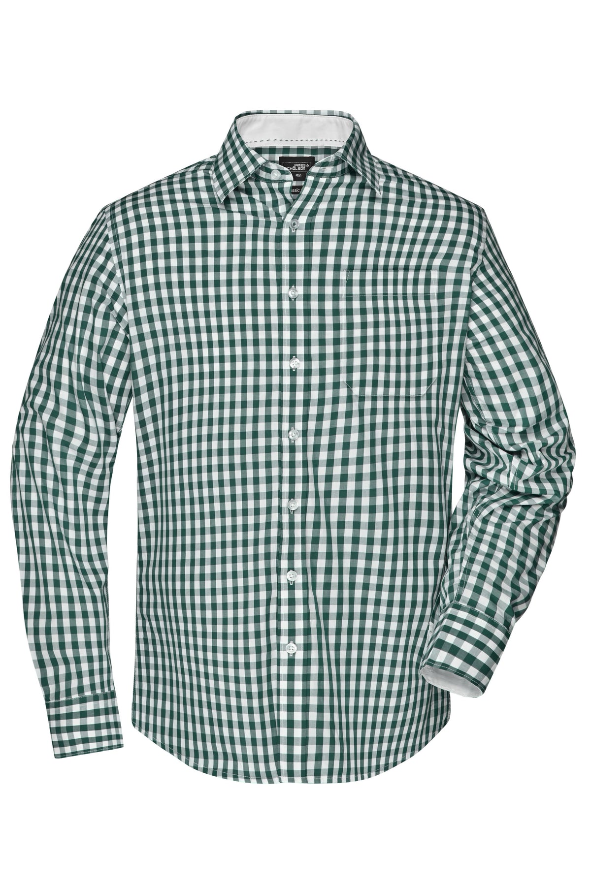 Men´s Checked Shirt - Forest Green/White