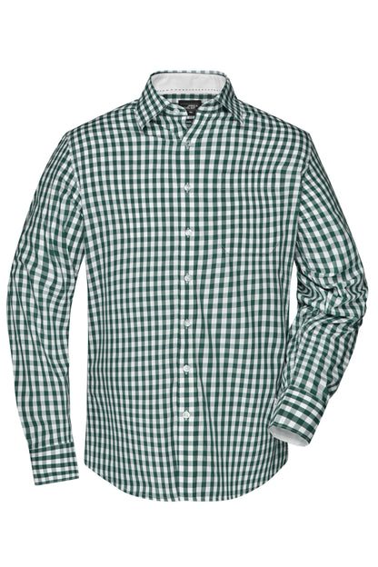 Men´s Checked Shirt - Forest Green/White