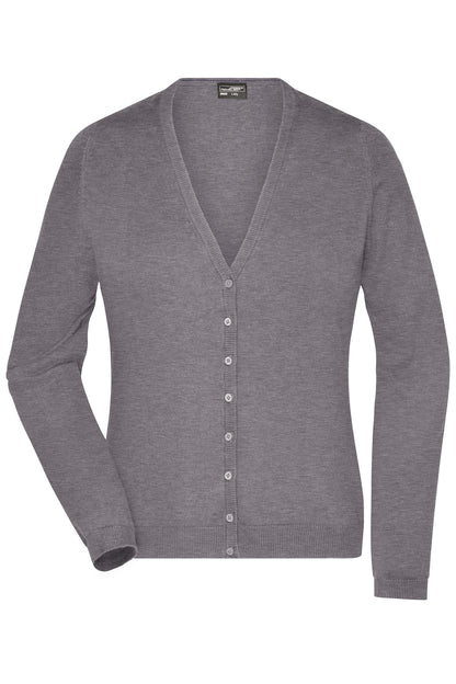 Ladie´s V-Neck Cardigan - Grey-Heather