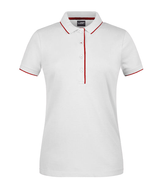 Ladies´ Polo Stribe - White/Red
