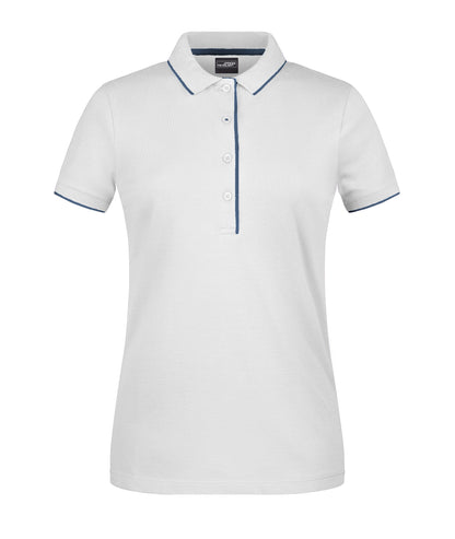 Ladies´ Polo Stribe - White/Navy