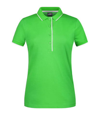 Ladies´ Polo Stribe - Frog/White