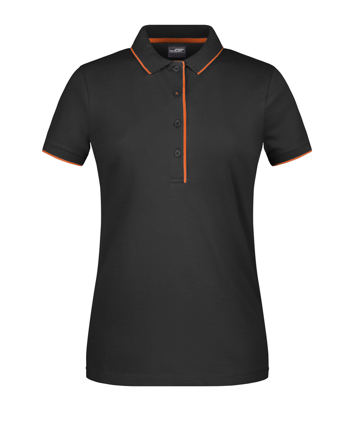 Ladies´ Polo Stribe - Black/Orange