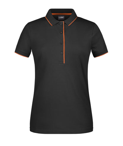 Ladies´ Polo Stribe - Black/Orange