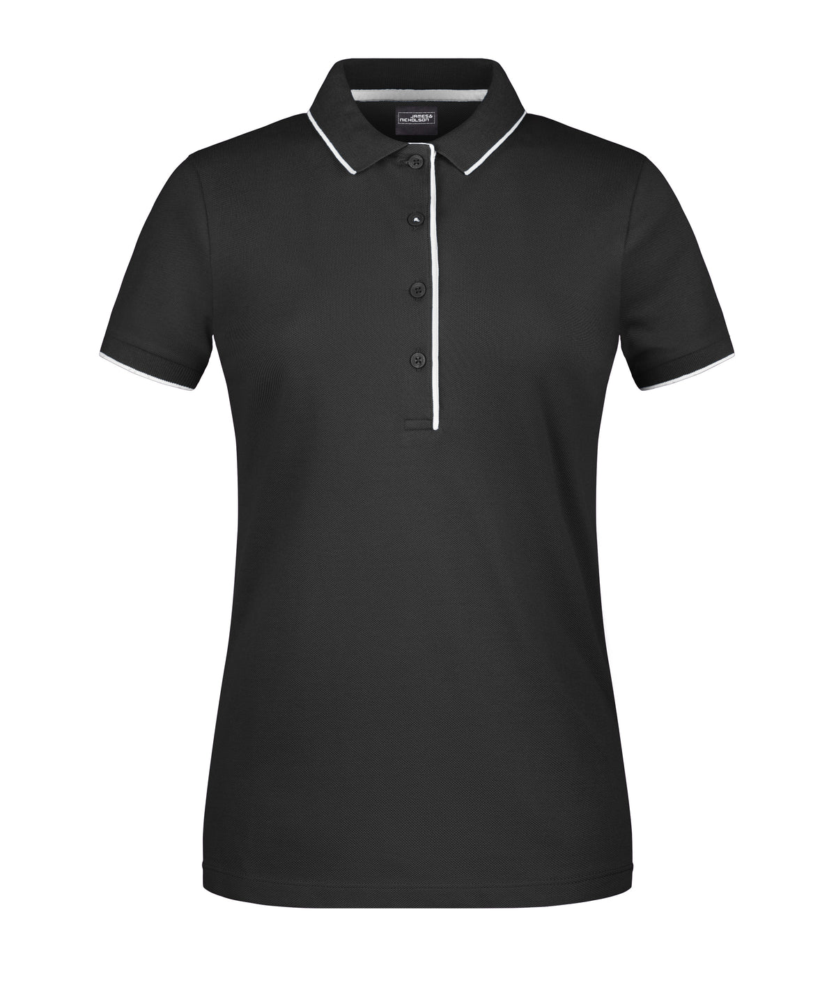 Ladies´ Polo Stribe - Black/Silver
