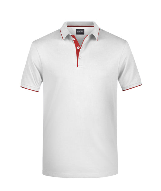 Men´s Polo Stribe - White/Red