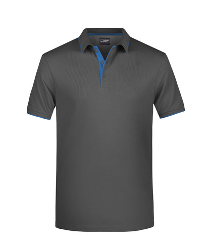 Men´s Polo Stribe - Graphite/Aqua