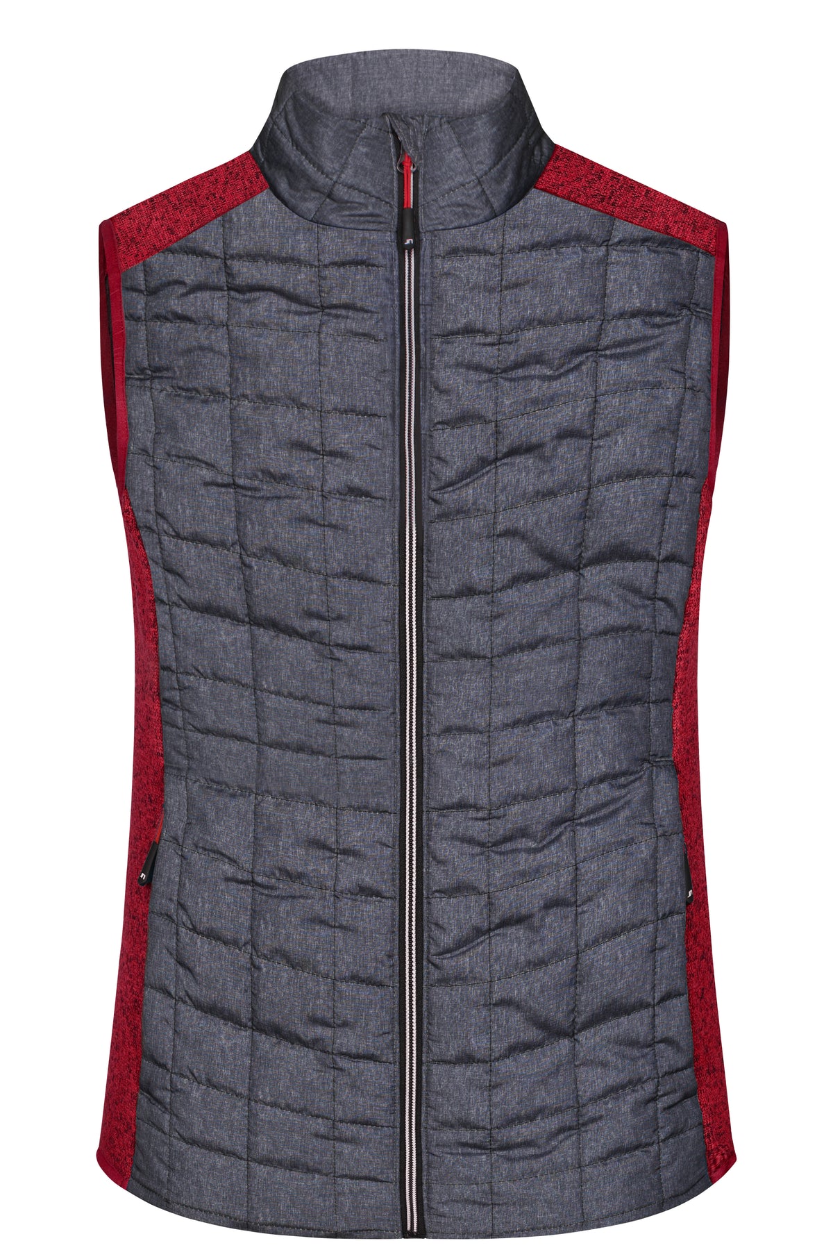 Ladies´ Knitted Hybrid Vest - Red-melange/Anthracite-melange