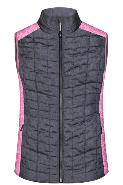Ladies´ Knitted Hybrid Vest - Pink-melange/Anthracite-melang