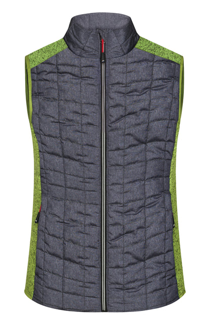 Ladies´ Knitted Hybrid Vest - Kiwi-melange/Anthracite-melang