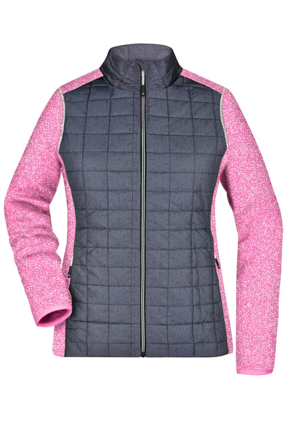 Ladies´ Knitted Hybrid Jacket - Pink-melange/Anthracite-melang