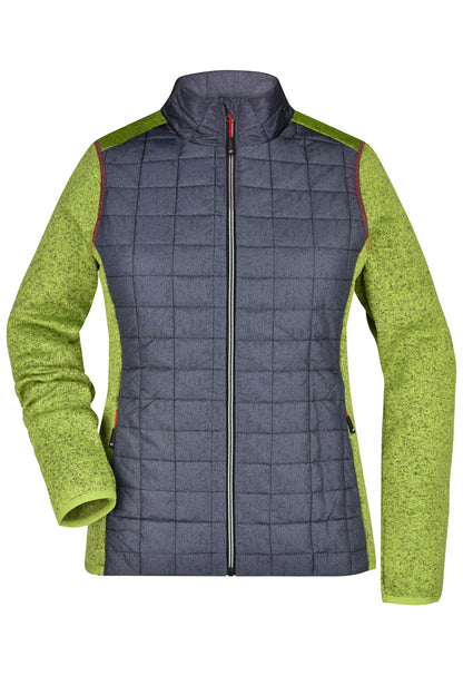 Ladies´ Knitted Hybrid Jacket - Kiwi-melange/Anthracite-melang