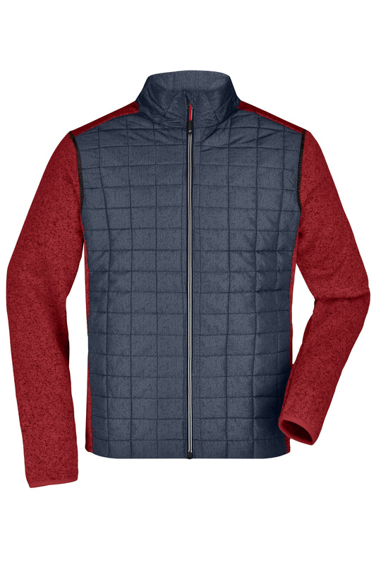Men´s Knitted Hybrid Jacket - Red-melange/Anthracite-melange