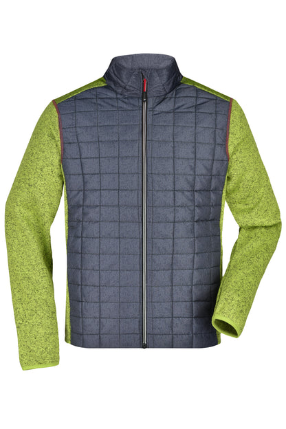 Men´s Knitted Hybrid Jacket - Kiwi-melange/Anthracite-melang