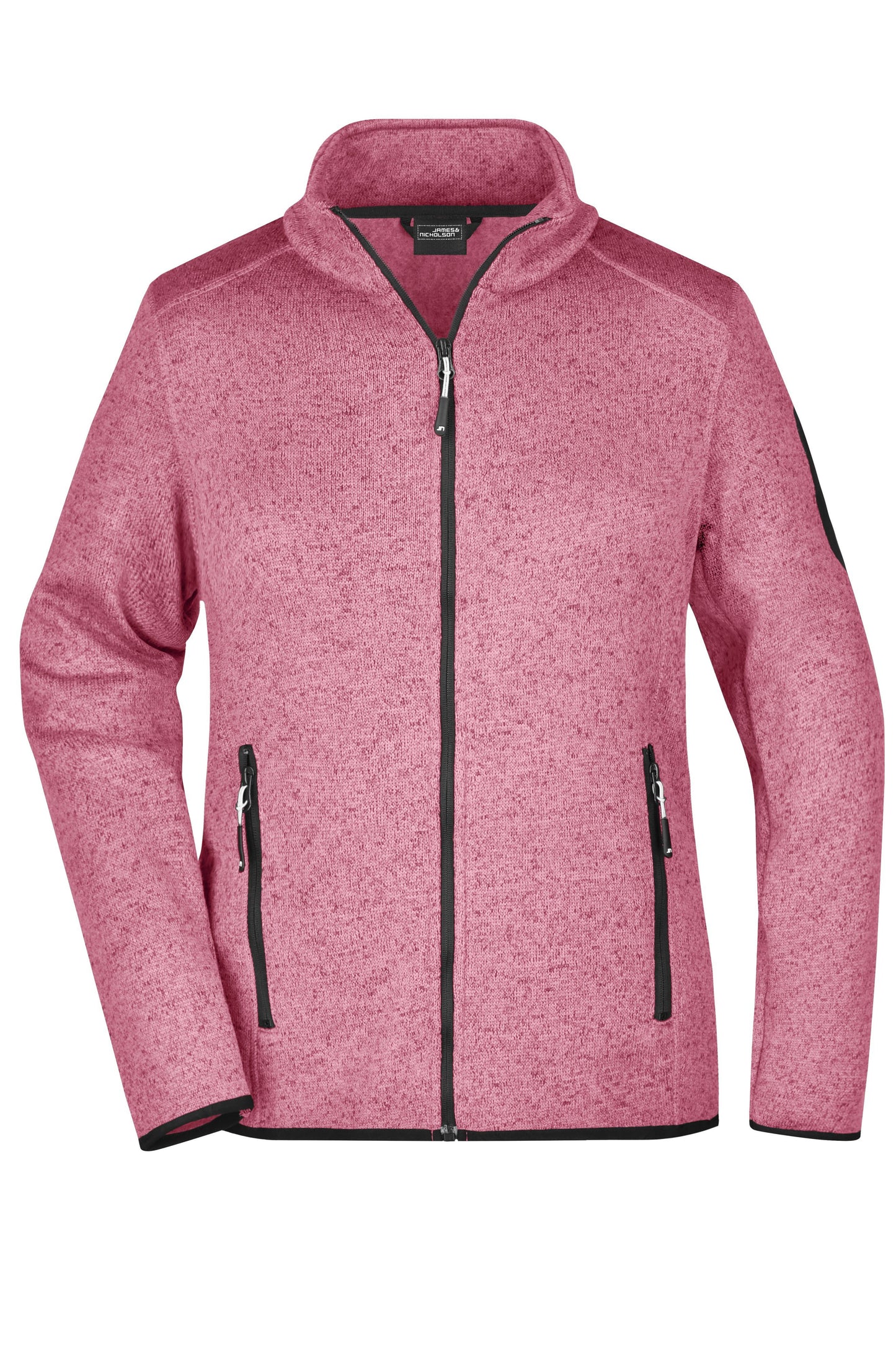 Ladies Knitted Fleece Jacket - Pink Melange/Off-white