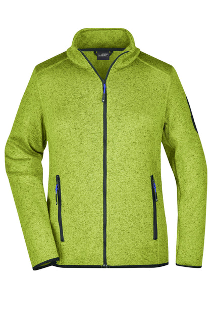 Ladies Knitted Fleece Jacket - Kiwi-melange/Royal