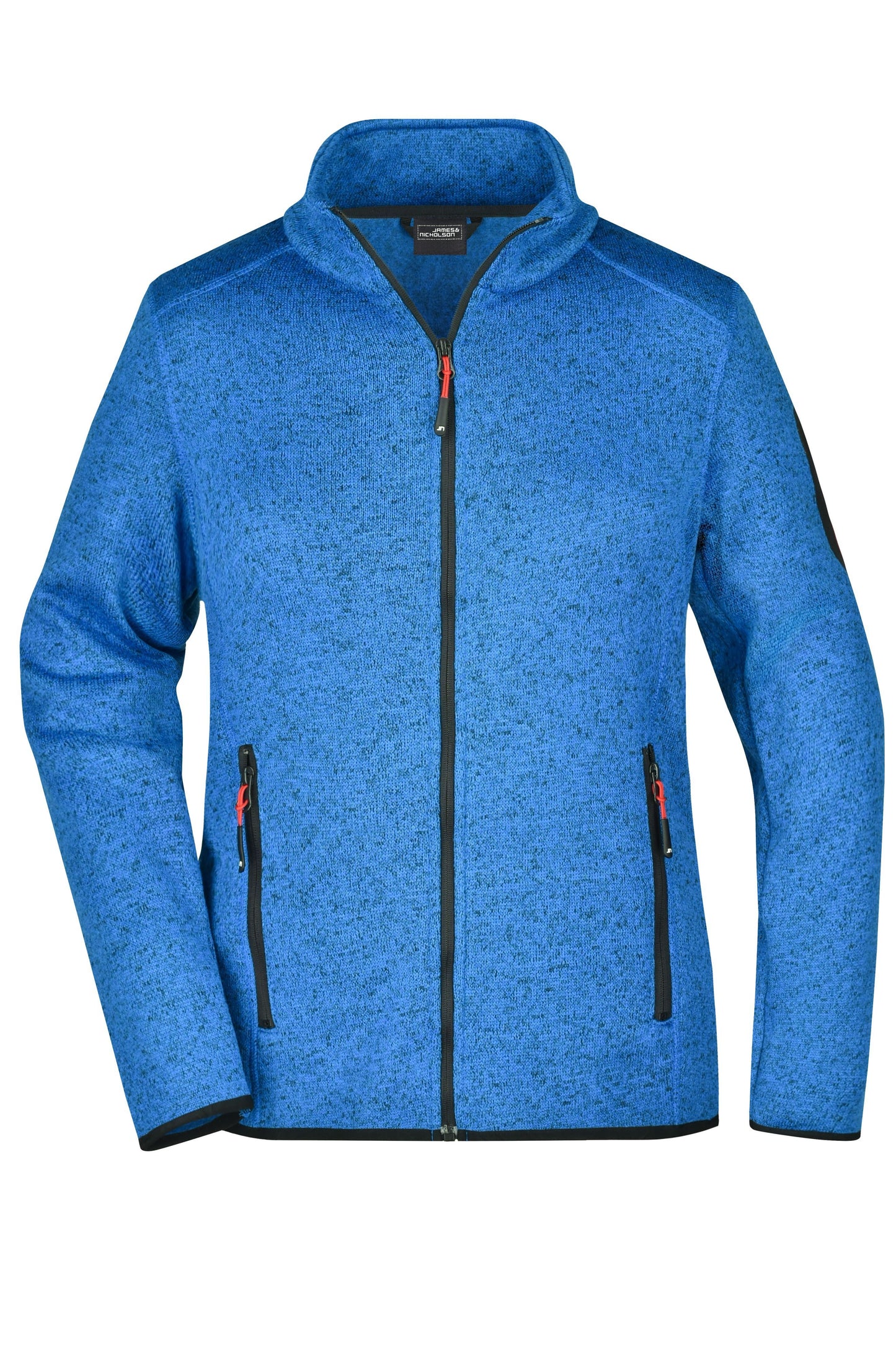 Ladies Knitted Fleece Jacket - Royal-melange/Red