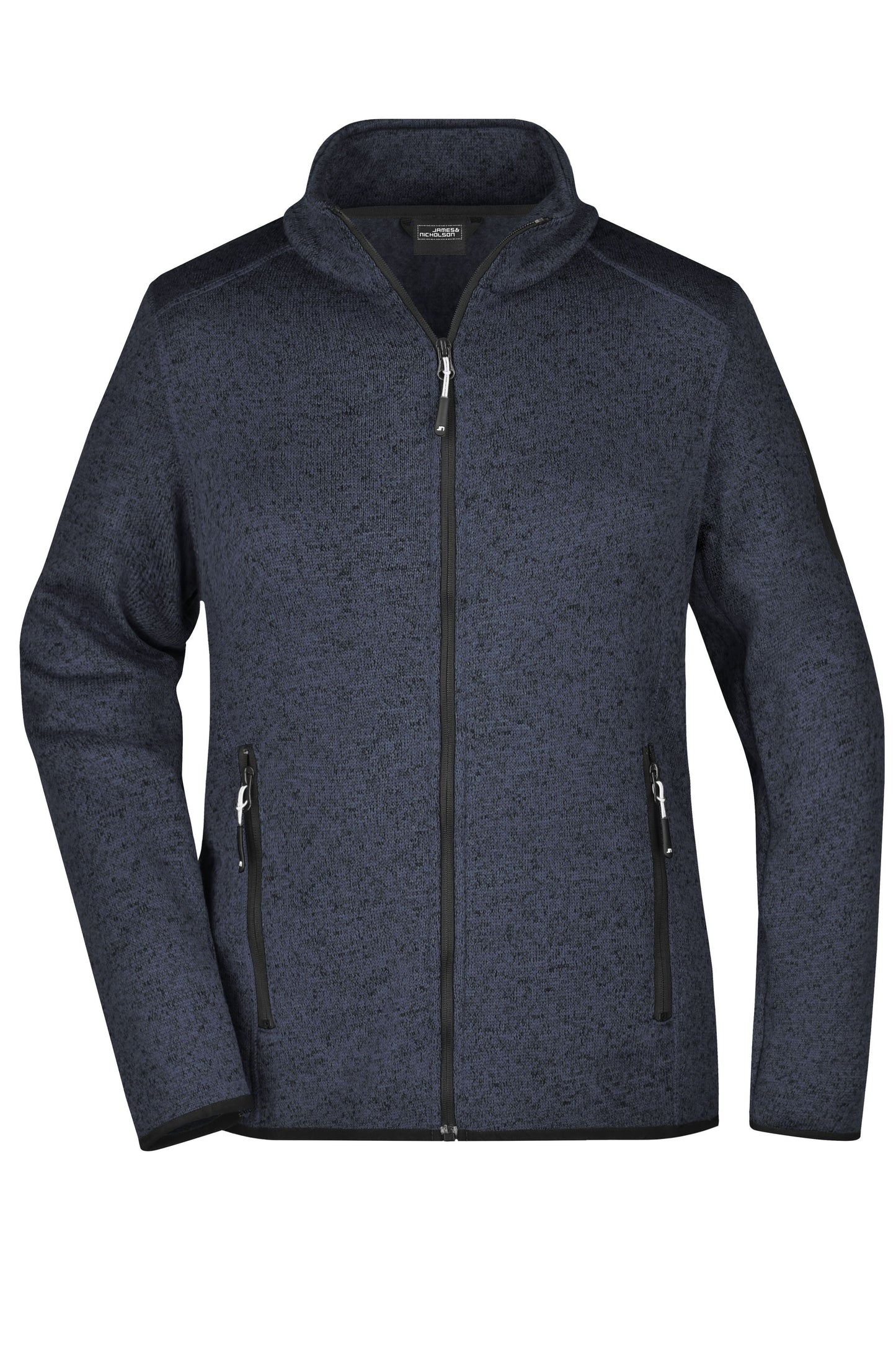 Ladies Knitted Fleece Jacket - Dark Grey Melange/Silver