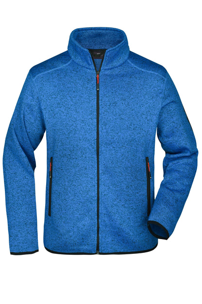 Men´s Knitted Fleece Jacket - Royal-melange/Red