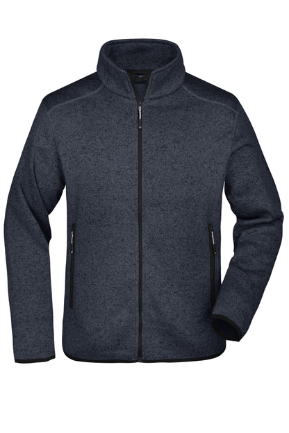 Men´s Knitted Fleece Jacket - Dark Grey Melange/Silver