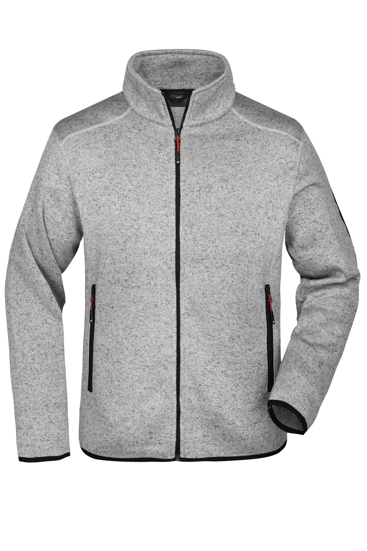 Men´s Knitted Fleece Jacket - Light Grey Melange/Red