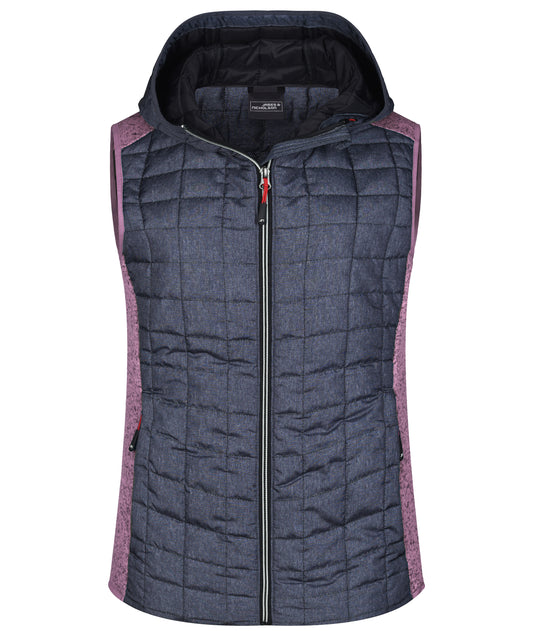 Ladies´ Knitted Hybrid Vest - Pink-melange/Anthracite-melang