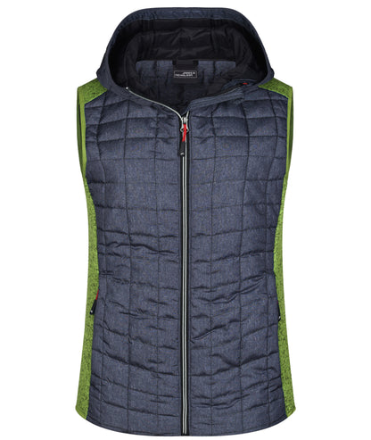 Ladies´ Knitted Hybrid Vest - Kiwi-melange/Anthracite-melang