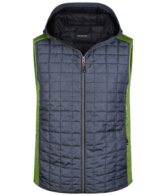 Men´s Knitted Hybrid Vest - Kiwi-melange/Anthracite-melang