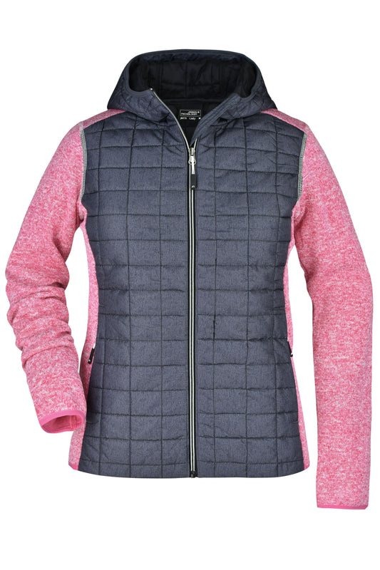 Ladies´ Knitted Hybrid Jacket - Pink-melange/Anthracite-melang