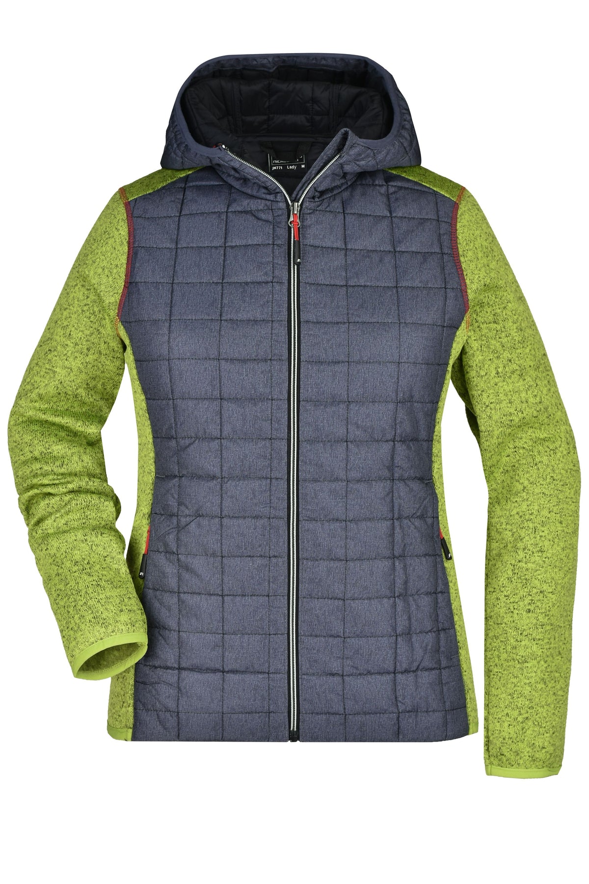 Ladies´ Knitted Hybrid Jacket - Kiwi-melange/Anthracite-melang