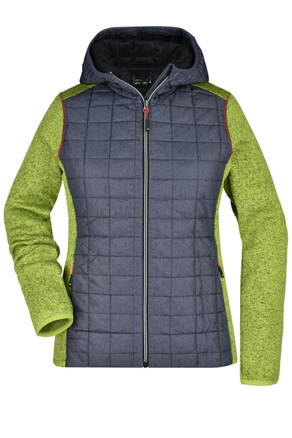 Ladies´ Knitted Hybrid Jacket - Kiwi-melange/Anthracite-melang