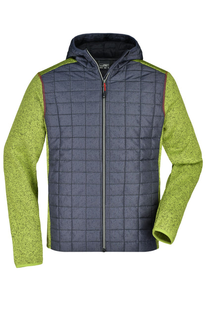Men´s Knitted Hybrid Jacket - Kiwi-melange/Anthracite-melang