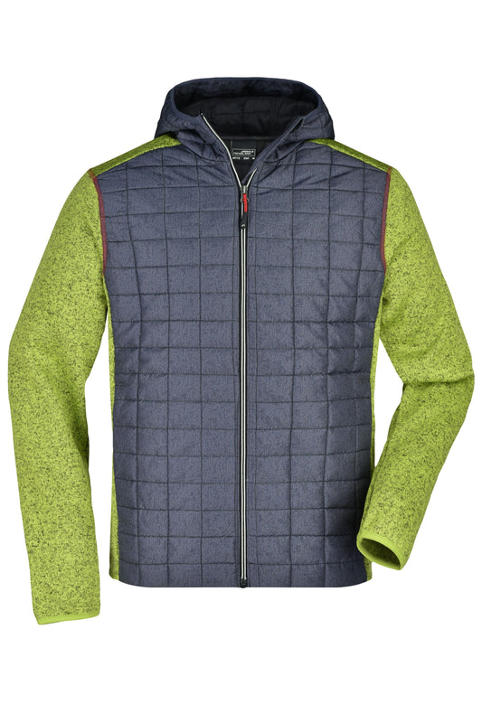Men´s Knitted Hybrid Jacket - Kiwi-melange/Anthracite-melang