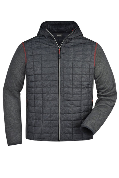 Men´s Knitted Hybrid Jacket - Grey-melange/Anthracite-melang