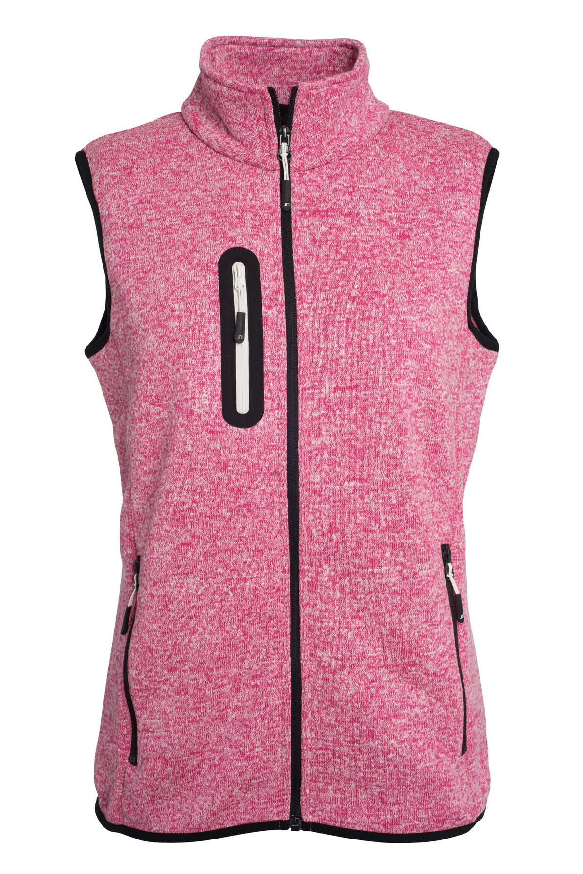 Ladies´ Knitted Fleece Vest - Pink Melange/Off-white