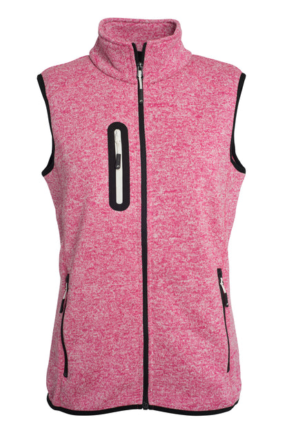 Ladies´ Knitted Fleece Vest - Pink Melange/Off-white