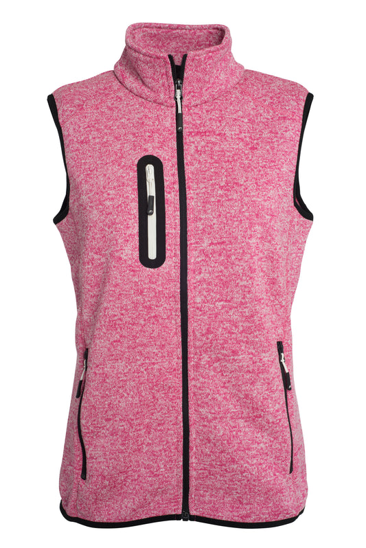 Ladies´ Knitted Fleece Vest - Pink Melange/Off-white