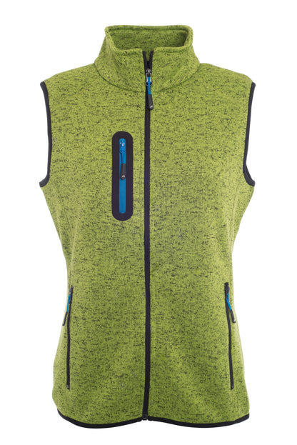 Ladies´ Knitted Fleece Vest - Kiwi-melange/Royal